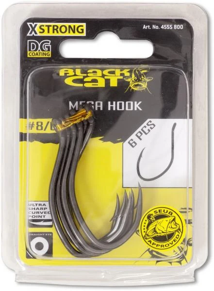 Black Cat Mega Hook DG Size 8/0 (6 Stuks) 1 Black Cat Mega Hook DG Size 8/0 (6 Stuks)